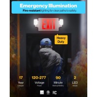 Sunco 6 Pack Red Exit Signs With Emergency Lights Two Adjustable Led Lights 94V0 Fire Resistant Backup Battery 120277V Wa