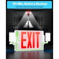 Sunco 6 Pack Red Exit Signs With Emergency Lights Two Adjustable Led Lights 94V0 Fire Resistant Backup Battery 120277V Wa