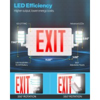 Sunco 6 Pack Red Exit Signs With Emergency Lights Two Adjustable Led Lights 94V0 Fire Resistant Backup Battery 120277V Wa