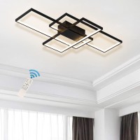 Jaycomey Dimmable Ceiling Light,3 Squares Modern Led Ceiling Lamps With Remote Control,50W Acrylic Flush Mount Ceiling Light Fixture For Living Dining Room Bedroom Kitchen(Black)