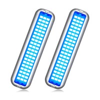 Basiker Bs3 Marine Led Boat Light (2X2000Lm 60Led), 10-36V, 316 Stainless Steel, Ip68, Air Or Underwater, Surface Mount Designed For Cruise Ships, Yachts, Boats, Sailboat, Pontoon, Transom (Blue)