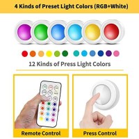 Led Puck Lights, Battery Operated Under Cabinet Light, Rgb Color Changing Night Lights, Dimmable Push Light For Bathroom Kitchen Bedroom, 6 Pack