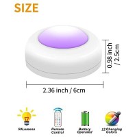 Led Puck Lights, Battery Operated Under Cabinet Light, Rgb Color Changing Night Lights, Dimmable Push Light For Bathroom Kitchen Bedroom, 6 Pack