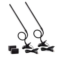 Cesunlight Clamp On Lamp, Clip Light, Desk Lamps 3 Color Temperature Setting, 10 Brightness Levels, 2M Usb Cord Power Supply And Ac Adapter Included, Pack Of 2 (Black)