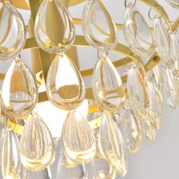 Tayanuc Gold Crystal Ceiling Light Semi Flush Mount Light Fixture Mini Chandelier 10.3