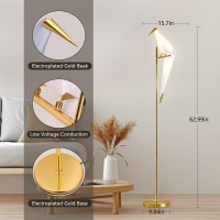 More Change Morechange 62Inch Modern Led Bird Floor Lamp For Living Room Modern Gold Standing Lamp With Bird Shade Floor Light