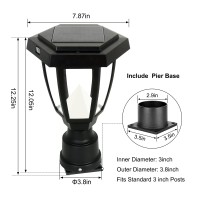 Fudesy Led Outdoor Solar Post Light, Waterproof Fence Post Lights Solar Powered, Plastic Black Solar Deck Post Lights For Garden Mount Landscape Yard Patio Pathway, Warm White, 3000K