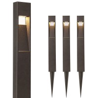 Hykolity Low-Voltage Outdoor Integrated Led Landscape Lighting, 3W 185Lm Oil-Rubbed Bronze Pathway Light For Yard Lawn, Die-Cast Aluminum Construction, 4-Pack, Etl Listed, 15-Year Lifespan