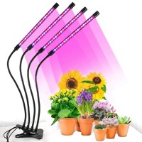 Otryad Led Grow Lights For Indoor Plants, 80W Plant Grow Lights Full Spectrum Auto On & Off With 3/9/12H Timer, 9 Dimmable Lightness Clip-On Desk Grow Lamp Bulbs (4 Heads)