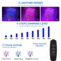 Otryad Led Grow Lights For Indoor Plants, 80W Plant Grow Lights Full Spectrum Auto On & Off With 3/9/12H Timer, 9 Dimmable Lightness Clip-On Desk Grow Lamp Bulbs (4 Heads)