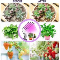 Otryad Led Grow Lights For Indoor Plants, 80W Plant Grow Lights Full Spectrum Auto On & Off With 3/9/12H Timer, 9 Dimmable Lightness Clip-On Desk Grow Lamp Bulbs (4 Heads)