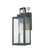 Wisbeam Dusk To Dawn Black Outdoor Porch Light, 14In Outdoor Wall Sconce, E26 Base 60W Max, Metal Housing Plus Glass, Etl Qualified, Bulbs Not Included