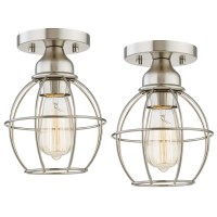 Wisbeam Semi Flush Mount Ceiling Light Fixture, E26 Medium Base Max 60W, Metal Housing, Etl Rated, Bulbs Not Included, Nickel, 2-Pack