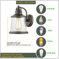 Wisbeam Outdoor Wall Lantern, Oil Rubbed Bronze Wall Sconce, E26 Base 60W Max, Metal Housing Plus Glass, Oil Rubbed Bronze Finish, Etl Qualified, Bulbs Not Included