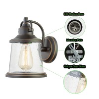 Wisbeam Outdoor Wall Lantern, Oil Rubbed Bronze Wall Sconce, E26 Base 60W Max, Metal Housing Plus Glass, Oil Rubbed Bronze Finish, Etl Qualified, Bulbs Not Included