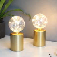 Jhy Design Set Of 2 Gold Table Lamp Battery Powered 8''Tall Cordless Lamp Light Battery Operated Great For Living Room Bedroom Weddings Parties Patio Events Indoors Outdoors