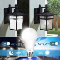 6-Pack Dusk To Dawn Led Light Bulbs, A19 11W(100Watt Equivalent), E26 Basic Automatic On/Off, 1200Lm, Daylight White 5000K Smart Sensor Lights, Outdoor For Porch Garage Yard Patio Garden