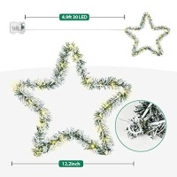 Maoyue Christmas Window Lights 3 Pack Christmas Star Lights With Snow Pine Leaves Battery Operated Christmas Lights For Outdoor Christmas Decorations, Window, Indoor, Door, Porch, Party, Warm White