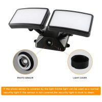 Faguangao Dusk To Dawn Led Security Light,18W Plug In Flood Light Outdoor,5000K Daylight,1600Lm, Ip55 Waterproof,Adjustable 2 Heads Wall Light For Garage, Porch, Yard, Black