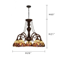 Capulina Tiffany Chandeliers 5Light Cream Brown Victorian Style Stained Glass Pendant Light Fixtures For Dining Room Living Roo