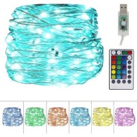 Twinkle Star Usb Fairy String Lights, 33Ft 100 Led Waterproof 16 Colors Changing Sliver Wire Lights With 4 Lighting Modes Remote Control For Craft Bedroom Ceiling Christmas Decoration, Multicolor