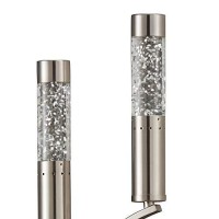 Benjara Metal Table Lamp With 2 Water Dance Lights And Rectangular Base, Silver