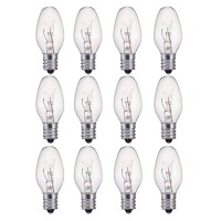 Wokhok 7 Watt Night Light Bulb And Salt Lamps Replacement Bulbs,C7/7 Watt/120 V/45 Lumen,E12 Candelabra Base Clear Glass Incandescent Bulbs,12 Pack