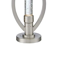 Benjara Circular Shade Table Lamp With 1 Water Dance Lights And Round Base, Silver