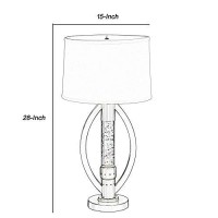 Benjara Circular Shade Table Lamp With 1 Water Dance Lights And Round Base, Silver