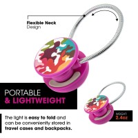 Withit French Bull Book Light - Pink Glamo - Led Reading Light With Clip For Books And Ebooks, Reduced Glare, Portable And Lightweight, Cute Bookmark Light For Kids And Adults, Batteries Included