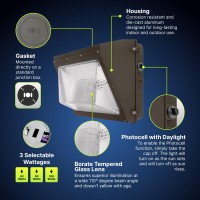 Konlite Led Wall Pack Light 8700Lm, 60W, 5000K,0-10V Dimmable Ip65 Photocell Sensor Built In For Dusk To Dawn Operation 120-277V - Etl - 320W Equal