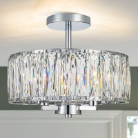 Huaguang Modern Crystal Semi Flush Mount Chandelier, 12.6