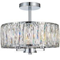 Huaguang Modern Crystal Semi Flush Mount Chandelier, 12.6