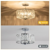 Huaguang Modern Crystal Semi Flush Mount Chandelier, 12.6