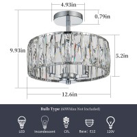 Huaguang Modern Crystal Semi Flush Mount Chandelier, 12.6