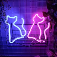 Jywj Cat Neon Sign Usb Or 3Aa Battery Powered Neon Light Led Table Decoration Bedroom Wall Decoration Birthday Gift Wedding Sup