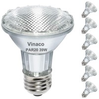 Vinaco Par20 Halogen Light Bulbs, 6Pcs 39W Par20 Halogen Dimmable, 3000K Warm White, High Brightness Par20 Flood 39W 120V 480 Lumens Equivalent Par20 50W 120V, Par20 E26 Medium Base For Track Lights