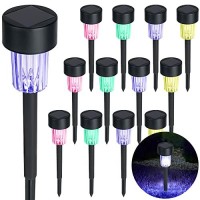 Maggift 12 Pcs Solar Pathway Lights Solar Powered Lights, Outdoor Change Color Automatically Solar Landscape Lights For Lawn, Patio, Yard, Walkway, Deck, Driveway And Garden, Rgb Color Changing