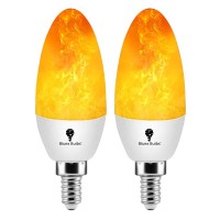 2 Pack E12 Flame Bulb Led Orange Fire Bulbs - Decorative Flickering Bulbs 3 Mode 3W Candelabra Candle Orange Light Bulb For Chandelier Vintage Lighting Halloween Bulbs, Indoor & Outdoor (Torpdeo)