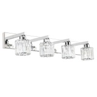 Aipsun Crystal Bathroom Vanity Light Modern Vanity Lighting Fixtures Crystal Vanity Light For Bathroom 4 Lights(Not Include Bulb)