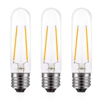 T10 Led Clear Bulbs Warm White 2700K Led Tubular Edison Light Bulbs 4W Dimmable Tube Vintage Led Bulbs 40 Watt Equivalent,E26 Medium Base, Led Filament Retro Bulb For Desk Lamp, Pendant Lights 3 Pack