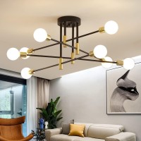 Biewalk Sputnik Chandelier Mid Century Modern Nordic Pendant Lighting 8 Lights Ceiling Light Fixture Black Light For Living Room