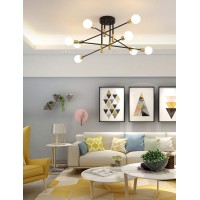 Biewalk Sputnik Chandelier Mid Century Modern Nordic Pendant Lighting 8 Lights Ceiling Light Fixture Black Light For Living Room