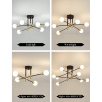 Biewalk Sputnik Chandelier Mid Century Modern Nordic Pendant Lighting 8 Lights Ceiling Light Fixture Black Light For Living Room