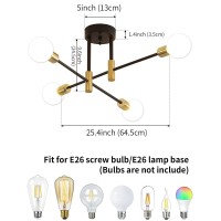 Biewalk Sputnik Chandelier Mid Century Modern Nordic Pendant Lighting 4 Lights Ceiling Light Fixture Black Light For Living Room