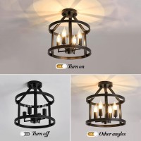 Uofus Metal Semi Flush Mount Ceiling Light Fixture 4 Candle Holder Matte Chandelier Farmhouse Ceiling Lamp For Dining Room Bedro