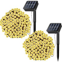 Echosari 2 Pack 200 Led Solar Fairy String Lights, 8 Modes Outdoor Fairy Decoration Light Waterproof, For Tree, Terrace, Garden, Wedding, Party, Christmas Decoration Light (Warm White)