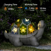 Leses Garden Statues, Turtle Garden Decor Clearance Solar Statue With 7 Led Lights Outdoor Ornament For Outside, Turtle Garden Figurines Cute Decorations For Patio Yard Lawn Gifts