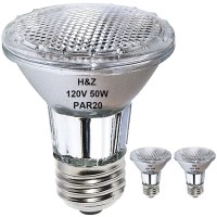 H&Z Par20 Halogen Light Bulbs, 2Pcs High Brightness Par20 50W 120V Nfl, E26 Medium Base, Par20 Bulb Dimmable, 3000K Warm White, Par20