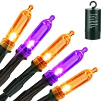 Lyhope Orange & Purple Halloween Lights, 33Ft 100 Led Halloween Decoration Lights Waterproof 8 Modes Battery Operated String Lights For Outdoor & Indoor,Tree, Wreaths, Holiday, Party Decor